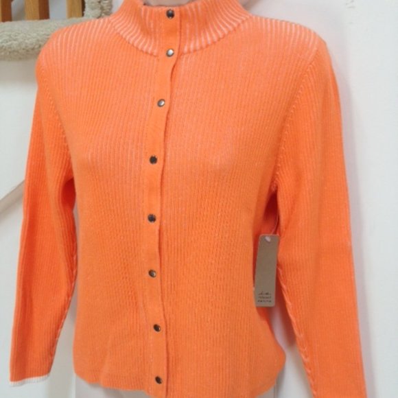 i.e. Relaxed Cardigan, Size PXL, Color: Orange, 100% COTTON - Picture 2 of 7